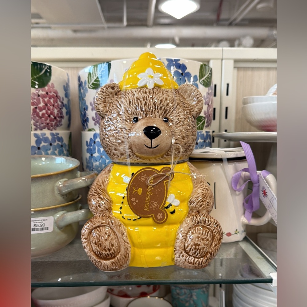 Yellow Bear Ceramic Cookie Jar